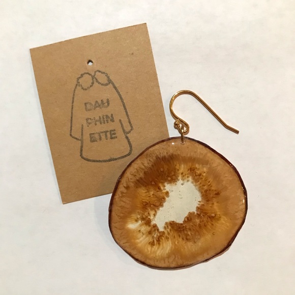 Jewelry Single Fig Slice Earring Real Fruit Preserved In Resin